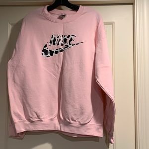Gildan Light Pink Sweater with Black Graphic